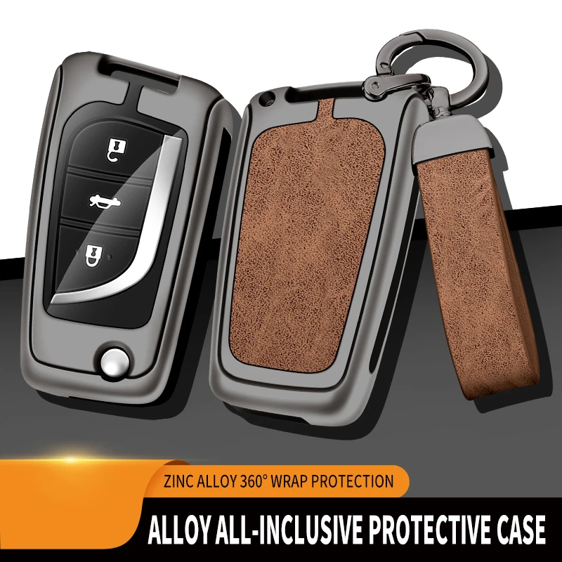 

Car Leather Zinc Alloy Key Case Cover For Toyota Camry Highlander Aygo Yaris Camry Land Cruiser Prado Prius 30 Alpha Aqua Auris