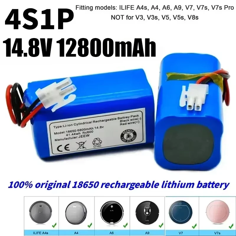 Rechargeable Battery 100% INR18650 4S1P 14.8V 2800mAh-12800mAh Original A4 A4S A6 Robot Vacuum Cleaner Accessories