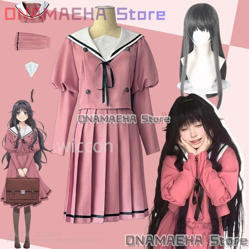 

New Anime The Fragrant Flower Blooms With Dignity Cosplay Waguri Kaoruko Japanese Kawaii Girls JK School Pink Dress Lolitaплатье