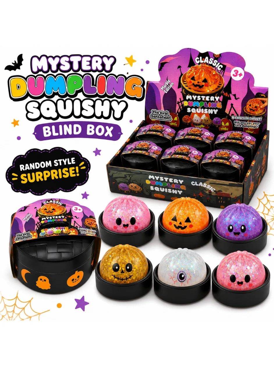 Zestaw Halloweenowych Squishy Dumplingów 1-5 szt. Losowy Mystery Box, Wolno Powracający do Formy, Antystresowy Gadżet Sensoryczny, Sztuczne Jedzenie, Prezent na Biurko — 2