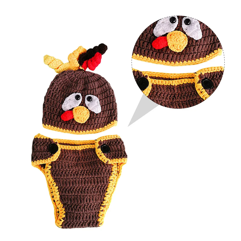 

1Set Baby Photography Costume Soft Cotton Turkey Outfit Hat Diaper Newborn Props Birthday Party Baby Photo Props