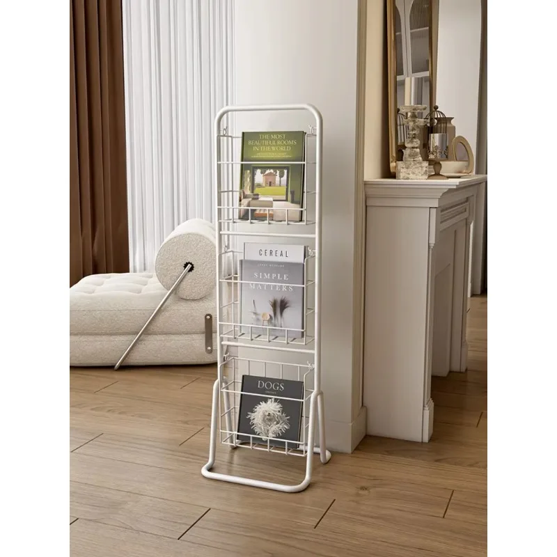 Floor to Ceiling Iron Bookshelf, Antique Display Rack, Removable Storage Shelves, Small, Household, Magazine