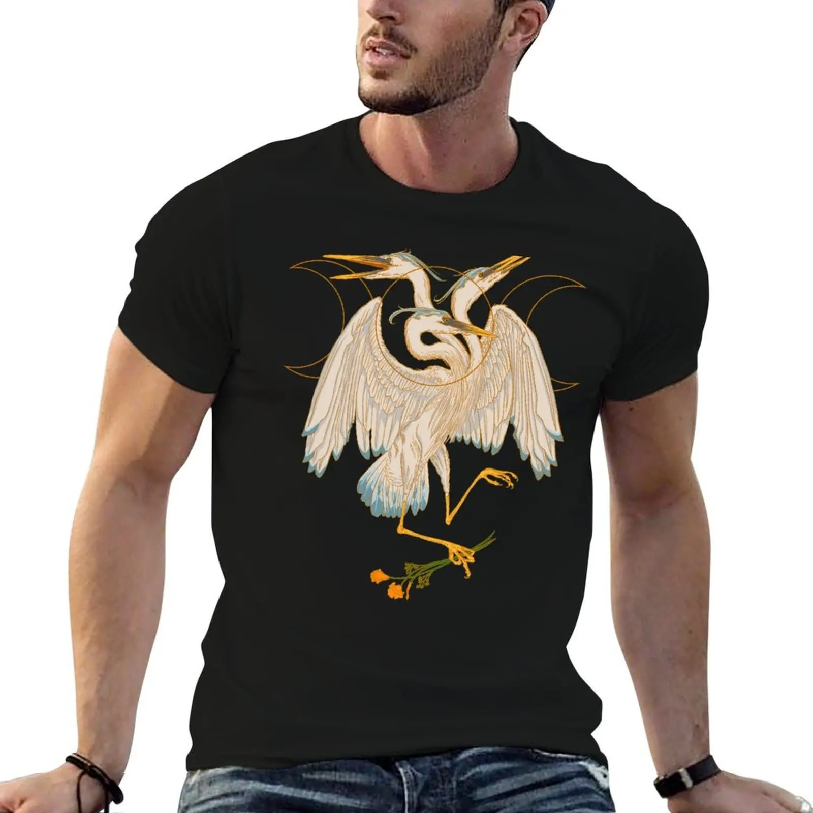 Triple Heron - 2 T-Shirt man t shirts graphic man t shirt cotton high quality t shirt man plain T-shirt
