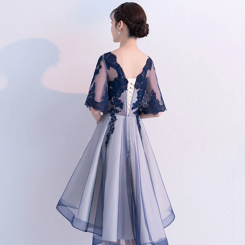 Small Formal Dress, Women's French 2026 New Style, Elegant Socialite Evening Dress, Navy Blue Mid Length Banquet Host Dress