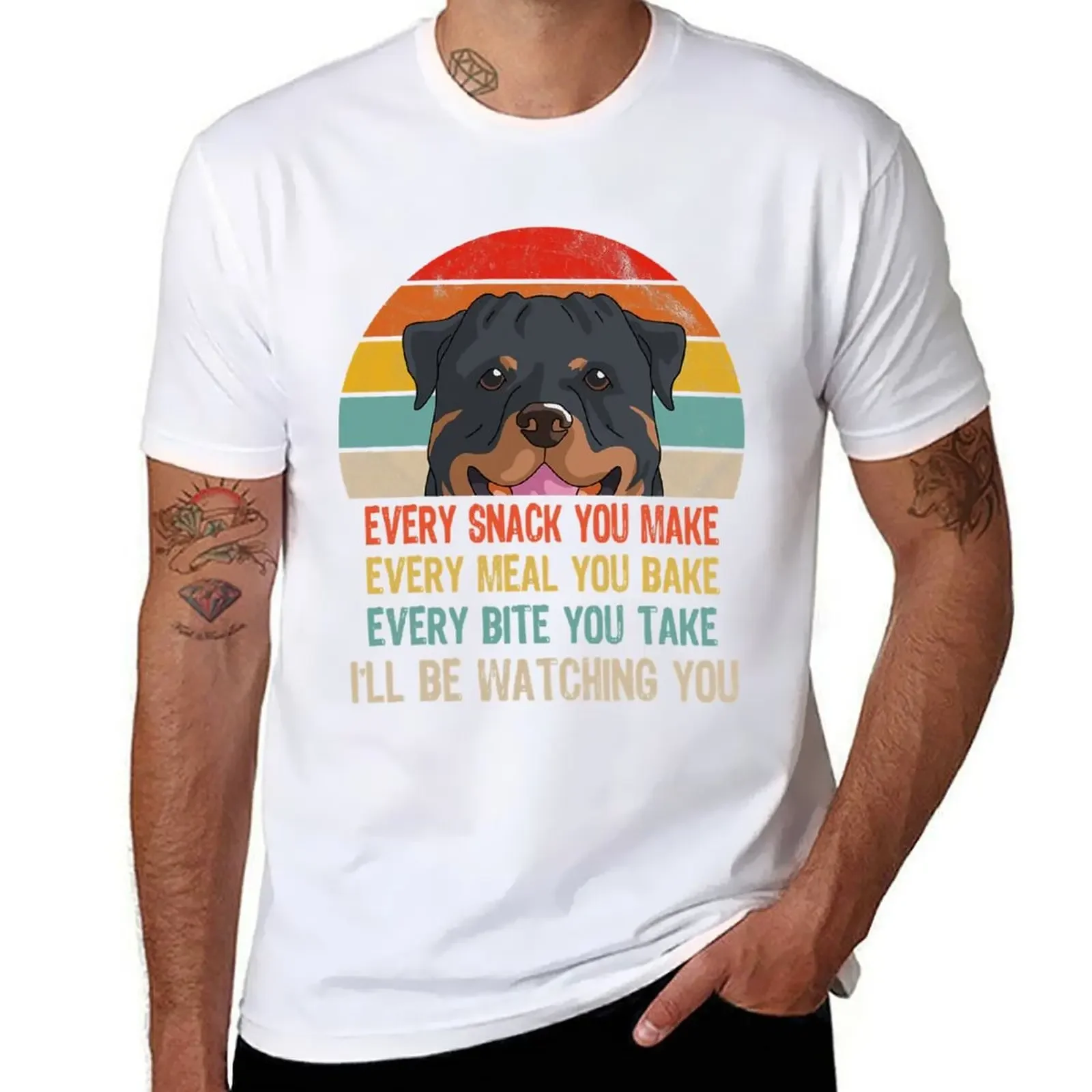 Retro Rottweiler Every Snack You Make Meal You Bake Shirt oversizeds t shirt men Summer fashion New Arrival Cotton Short Sleeve