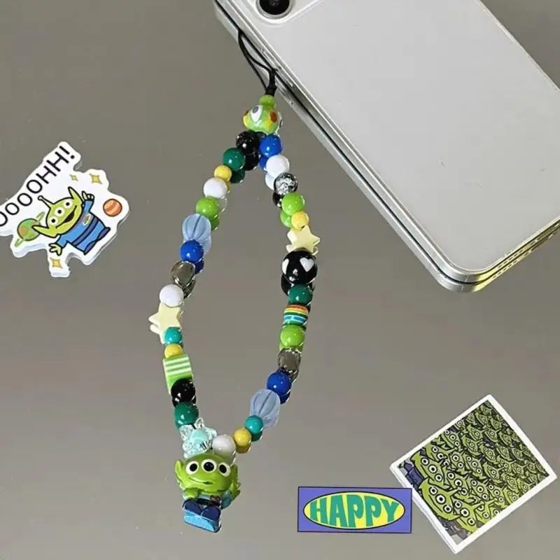 Kawaii Disney Toy Story Alien Cartoon Beaded Phone Chain Cute Backpack Ccd Pendant Creative Gift Accessories Girl Birthday Gift