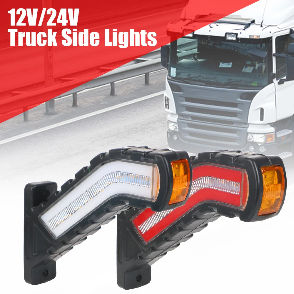 

LED Side Marker Lights Universal 2 Pcs For Truck Trailer Lorry Waterproof Flowing Water Effect 12V 24V Turn Signal Lamp