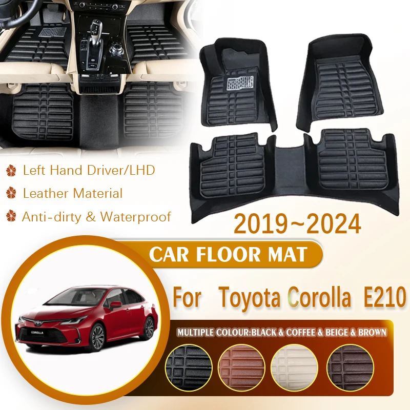 for Toyota Corolla E210 Auris Levin 2019~2024 LHD Auto Leather Waterproof Foot Inner Liner Carpet Mat Custom Rug Car Accessories