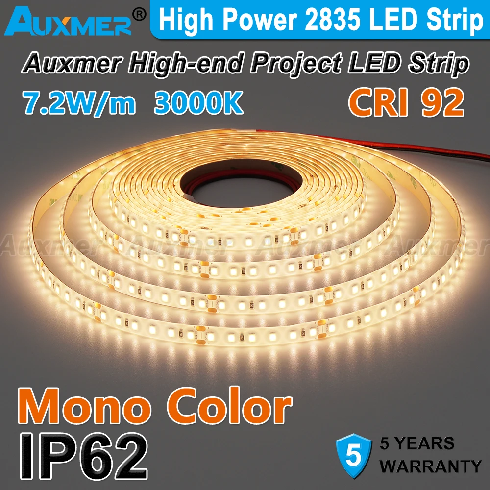 

High Power 2835 LED Strip Lights 120LEDs/m IP62 Dropper series 3000K CRI90 DC24V Silicone LED Tape for Room Decor