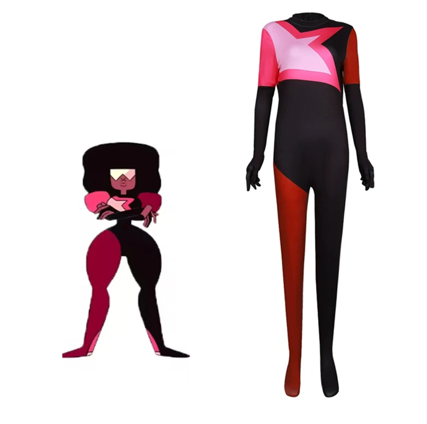 

New Steven Universe Party Bodysuit Adults Garnet Cosplay Costume Spandex Zentai Suit woman Girls Halloween Disguise Stage Wear