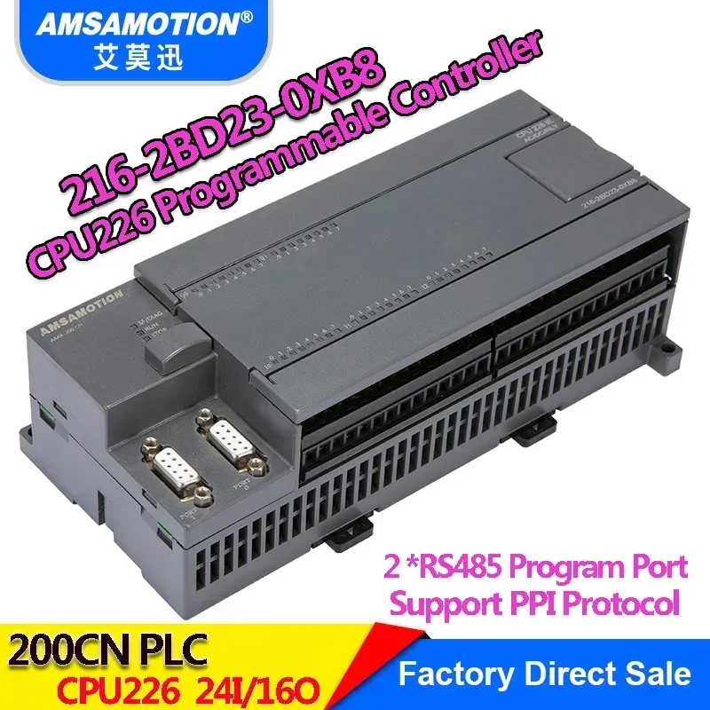 Amsamotion CPU226 6ES7 216-2BD23-0XB8 Relay PLC 24DI/16DO 6ES7 216-2AD23-0XB8 Transistor PLC Replace Siemens S7-200