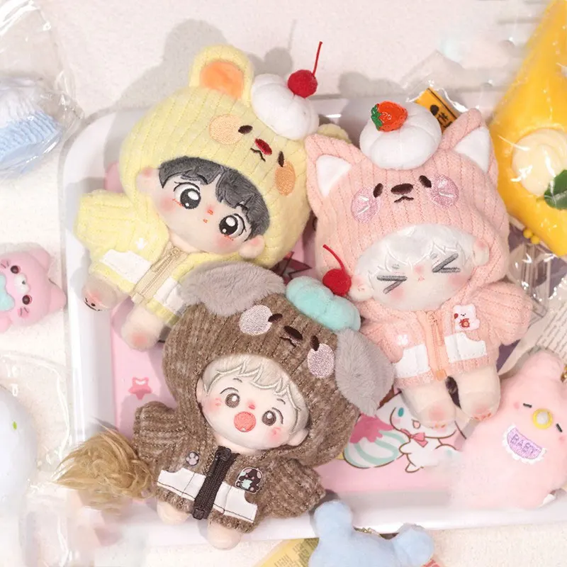 10 cm Plüsch Puppe Kleidung Handgemachte Mode Süße Nette Einfarbig Zipper Komfort Mantel Top Für Plüsch Puppe Zubehör Spielzeug