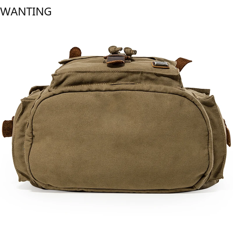 Mochila grande de moda, mochilas de lona de cuero Vintage para viajes, senderismo, Camping, mochila escolar para hombres y mujeres