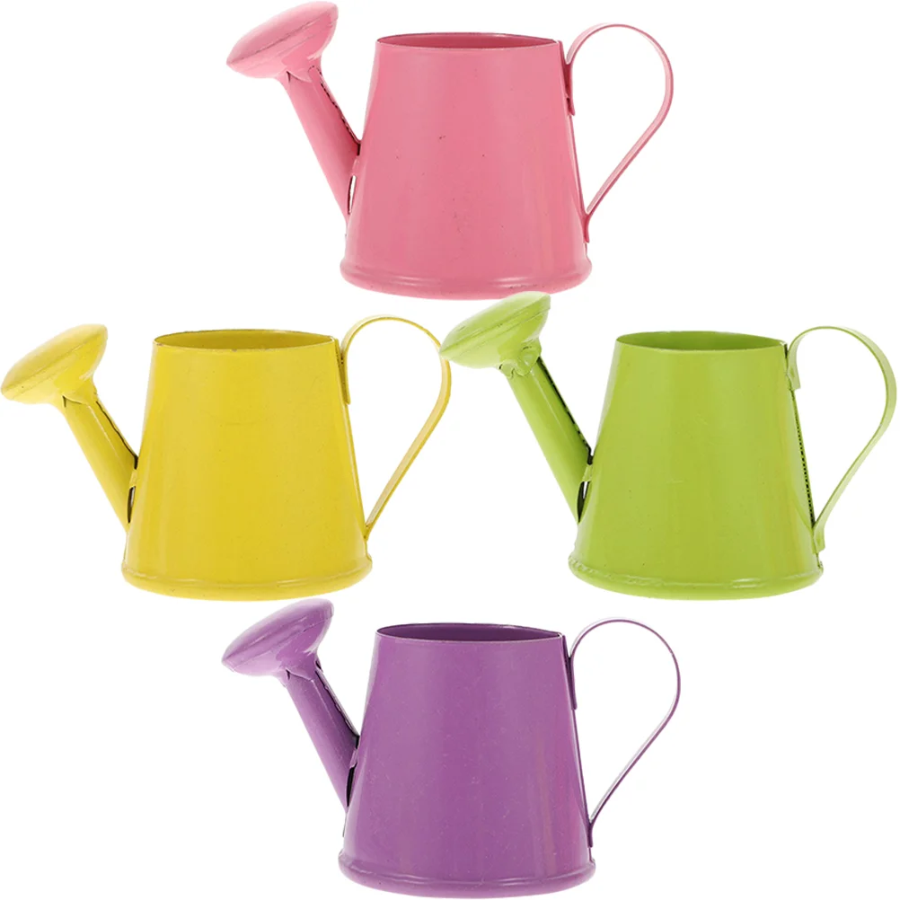 

4 Pcs Mini Play Watering Can Toy House Small Flower Jug Iron Metal Kettle Plants