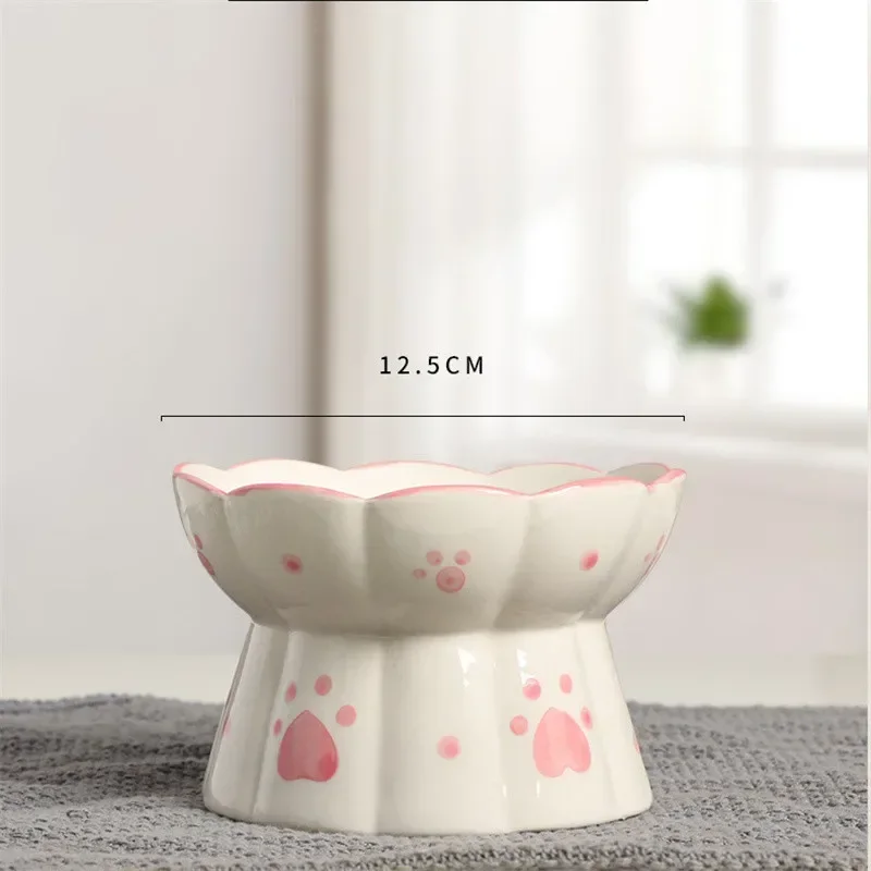 Pet Cat Ceramic Food Bowl Elevated Drinking Eating Feeders Small Puppy Dogs Snack Water Bowls Set Cats Feeding Accessories