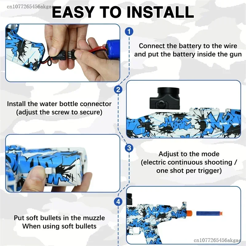 ปืนยิงลูกบอลเจลไฟฟ้าสำหรับเด็กผู้ชายปืนของเล่นลูกบอลน้ำ AKM-47เป็นมิตรกับสิ่งแวดล้อมปืนอัตโนมัติพร้อมเกมยิงกลางแจ้ง2024ใหม่