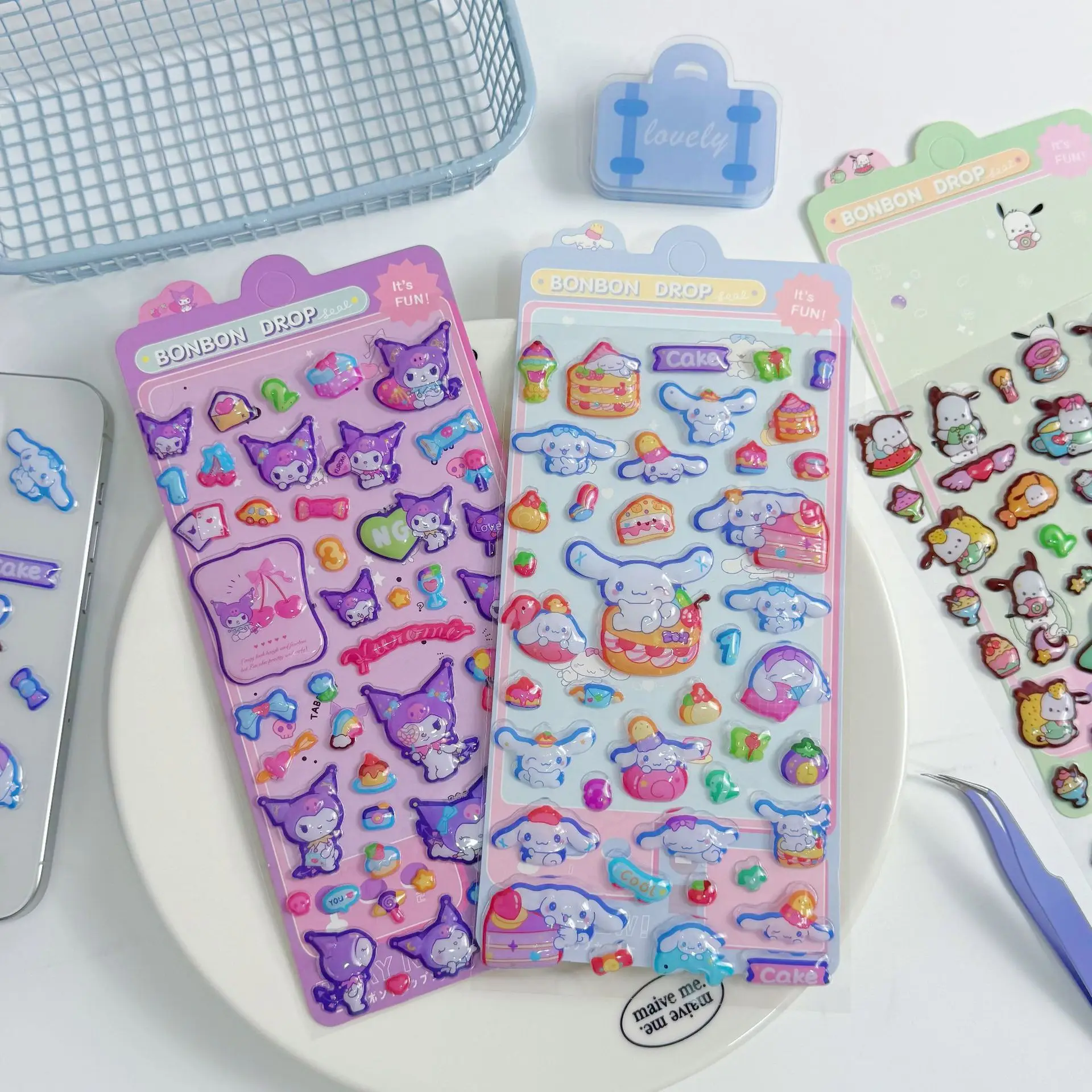 Cartoon 3D Relief Meileti Kuromi Aufkleber Spaß DIY Dekor Telefon Fällen Laptops Wasser Flaschen Nette Hohe Qualität Aufkleber Zubehör