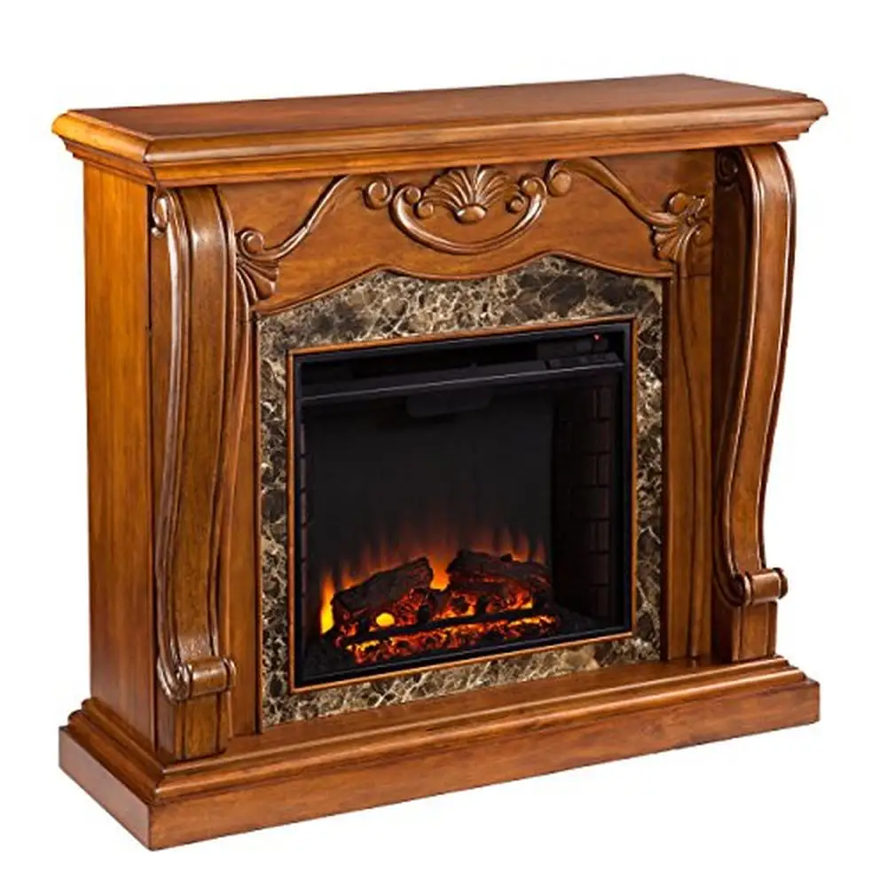 Cardona Electric Fireplace Supplemental Heat Lifelike Flames TV Stand Traditional Style 45.25