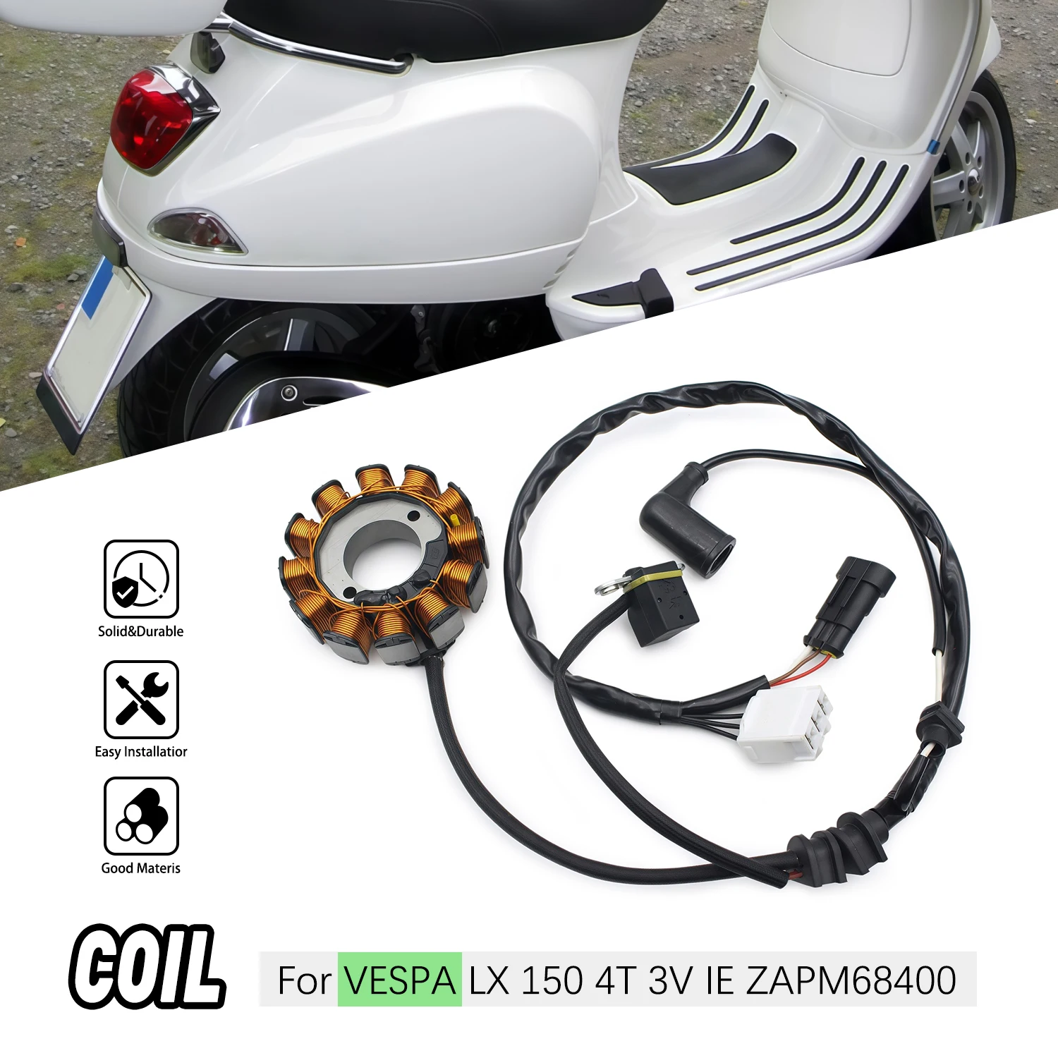 

Motorcycle Coil Magneto Stator B016543 For VESPA LX 150 4T 3V IE ZAPM68400