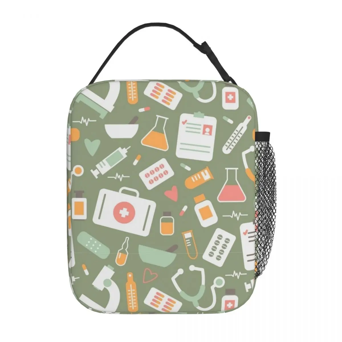 

Nurse Healthcare Pattern Merch Insulated Lunch Tote Bag For School Office Food Storage Bag Portable Thermal Cooler Lunch Box