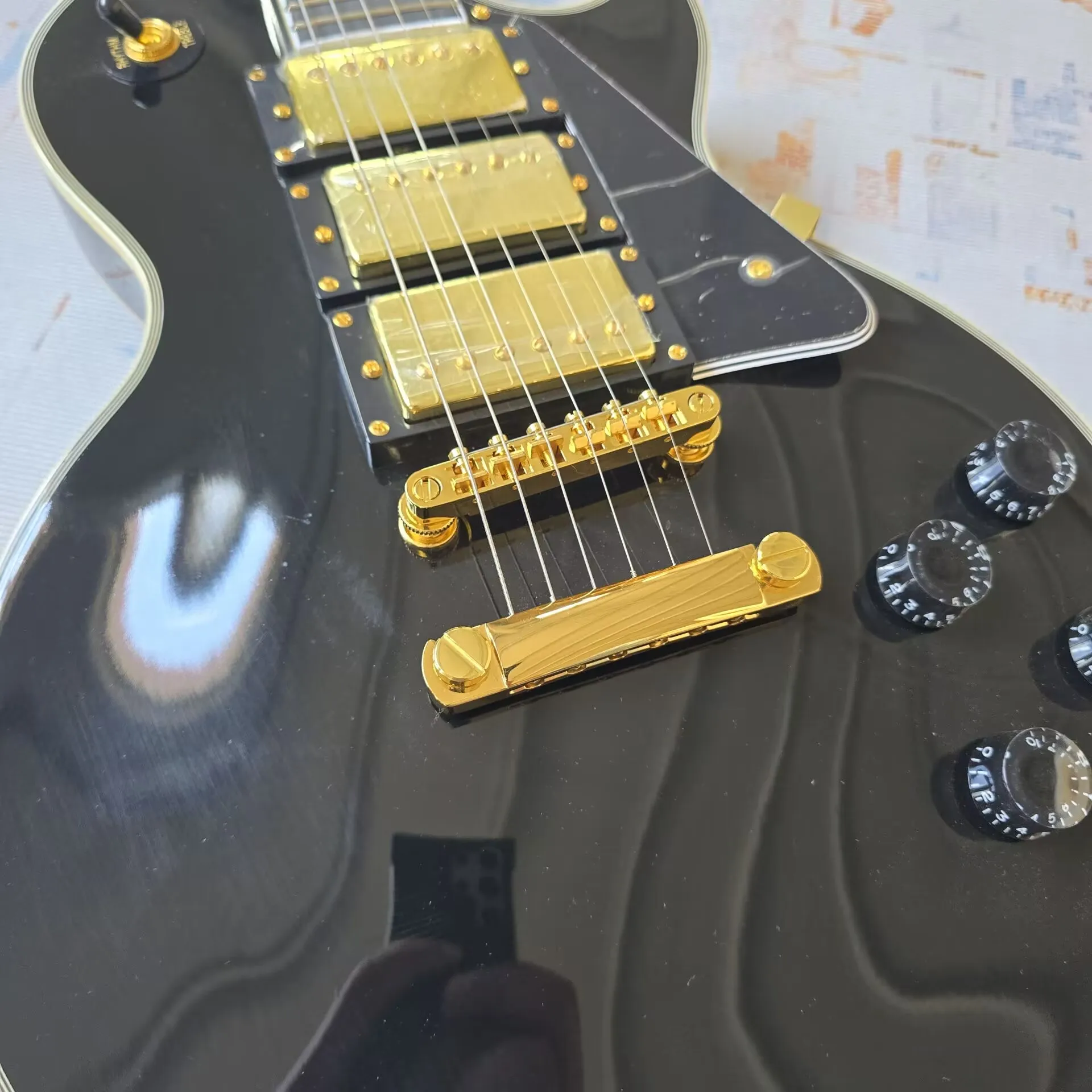 Electric Guitar Rosewood Fingerboard Golden Hardware Black Colors 3 Pickups From Ship US
