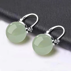 Ancient Style Jade Bead Earrings Gentle Fashion Temperament Ear Buckle For Women Girls Retro Earrings Jewelry Accessories Gifts