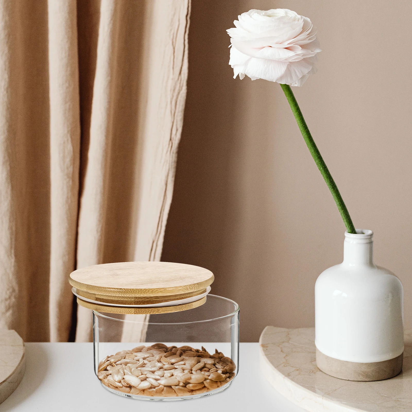 

Glass Transparent Food Grade Airtight Container For Spice Candy Nuts Cereal Tea Snacks Kitchen Storage Jar Home Storage