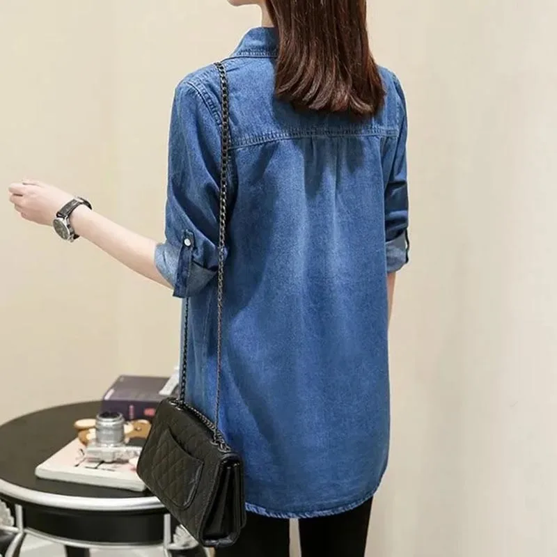 New Women Denim Jacket 2026 Spring Autumn Korean Thin Student cowboy Shirt Women's Cotton Single-breasted Jeans Jackets Coats view 5