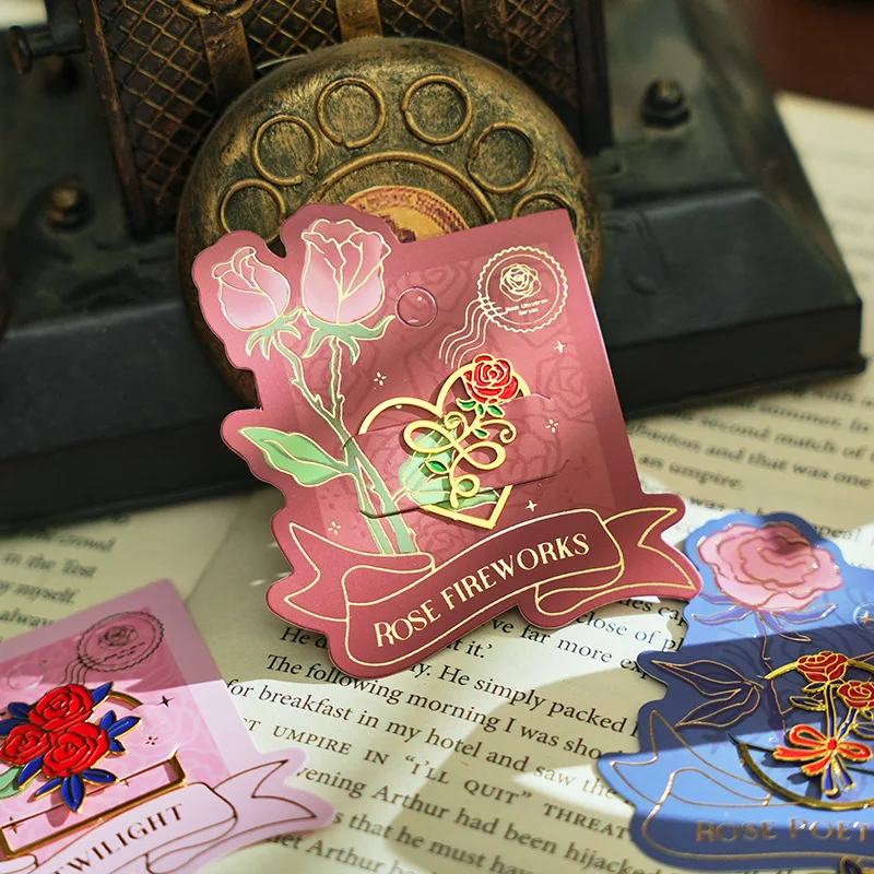 1 pc Metal ins High Appearance Level Rose Bookmark for Pages Books Readers Children Collection