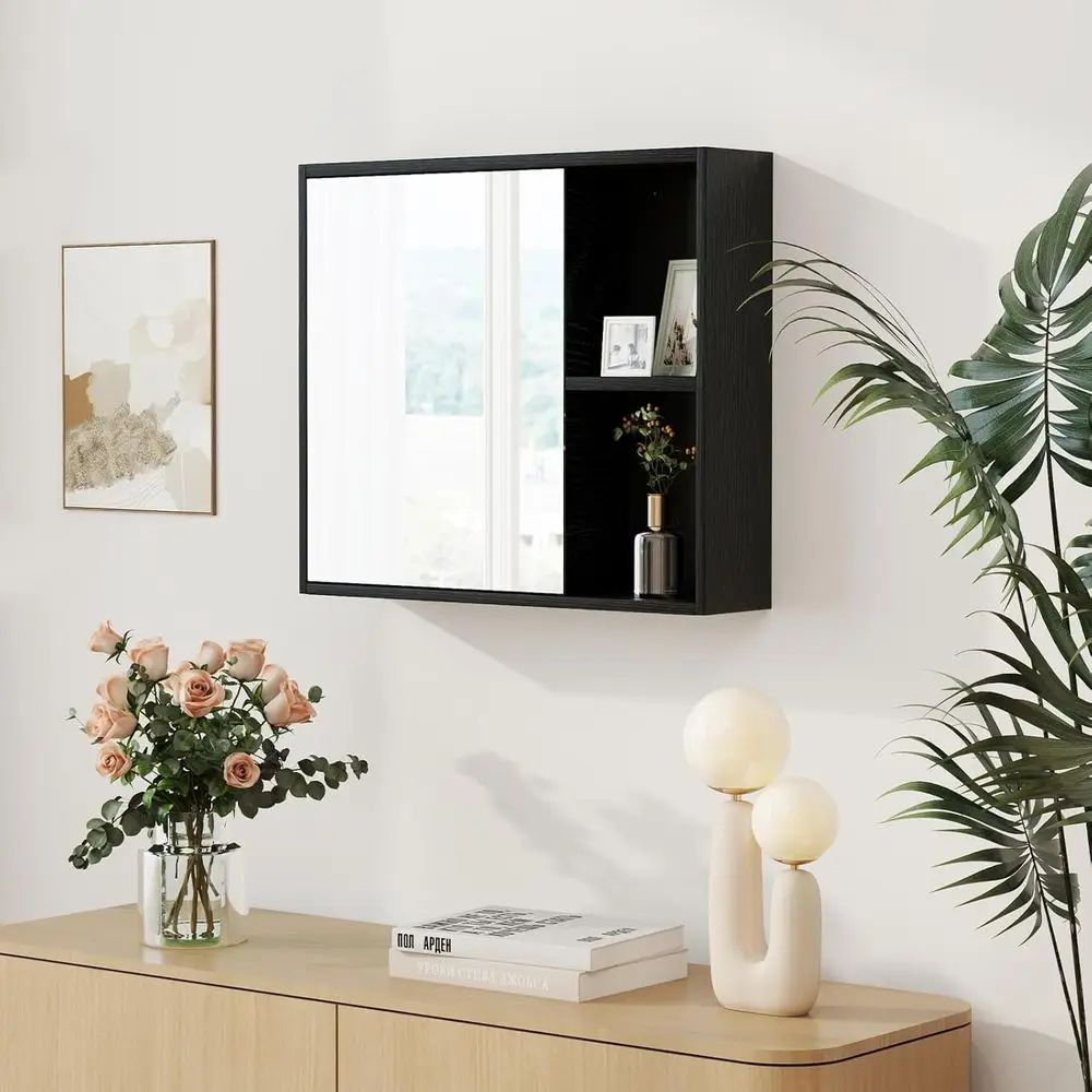 

Bathroom Mirror Cabinet with Storage, Single Door, Adjustable Shelves, Over Toilet Space Saver, Wall Cabinet for Bathroom or Lau