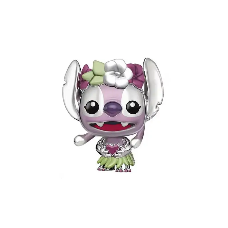 Potdemiel 925 Silber Disney Niedliche Stitch-Serie Anhängerperlen Passend für Armband DIY Geburtstag Festivals Damenschmuck Geschenke