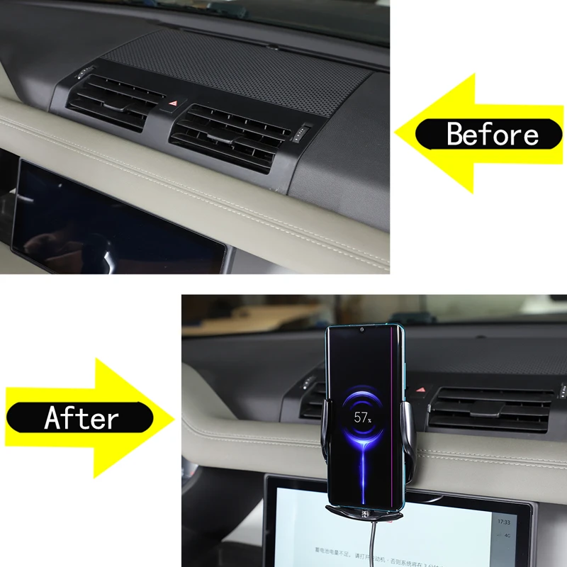 For 2020-2022 Land Rover Defender 90 110 Aluminum alloy Black Car Styling Wireless Charging Car Mobile Phone Holder Auto Parts