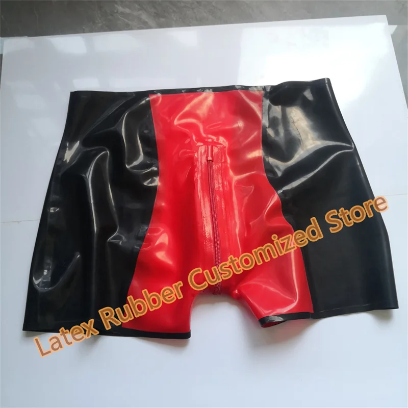 High Waist Latex Rubber Tight Shorts with Crotch Zip Fetish Women Underwear Briefs Custom Made