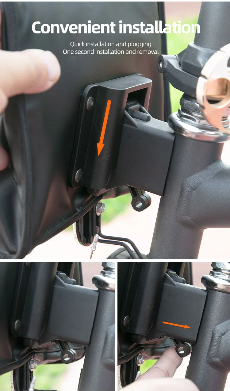 Heasygo 2505 Fahrrad-Lenkertasche mit Schnellverschluss für Brompton Vorderrohrkorb, Isoliertasche, Rahmenmontage mit Schweinenasenverschluss – Detail 8