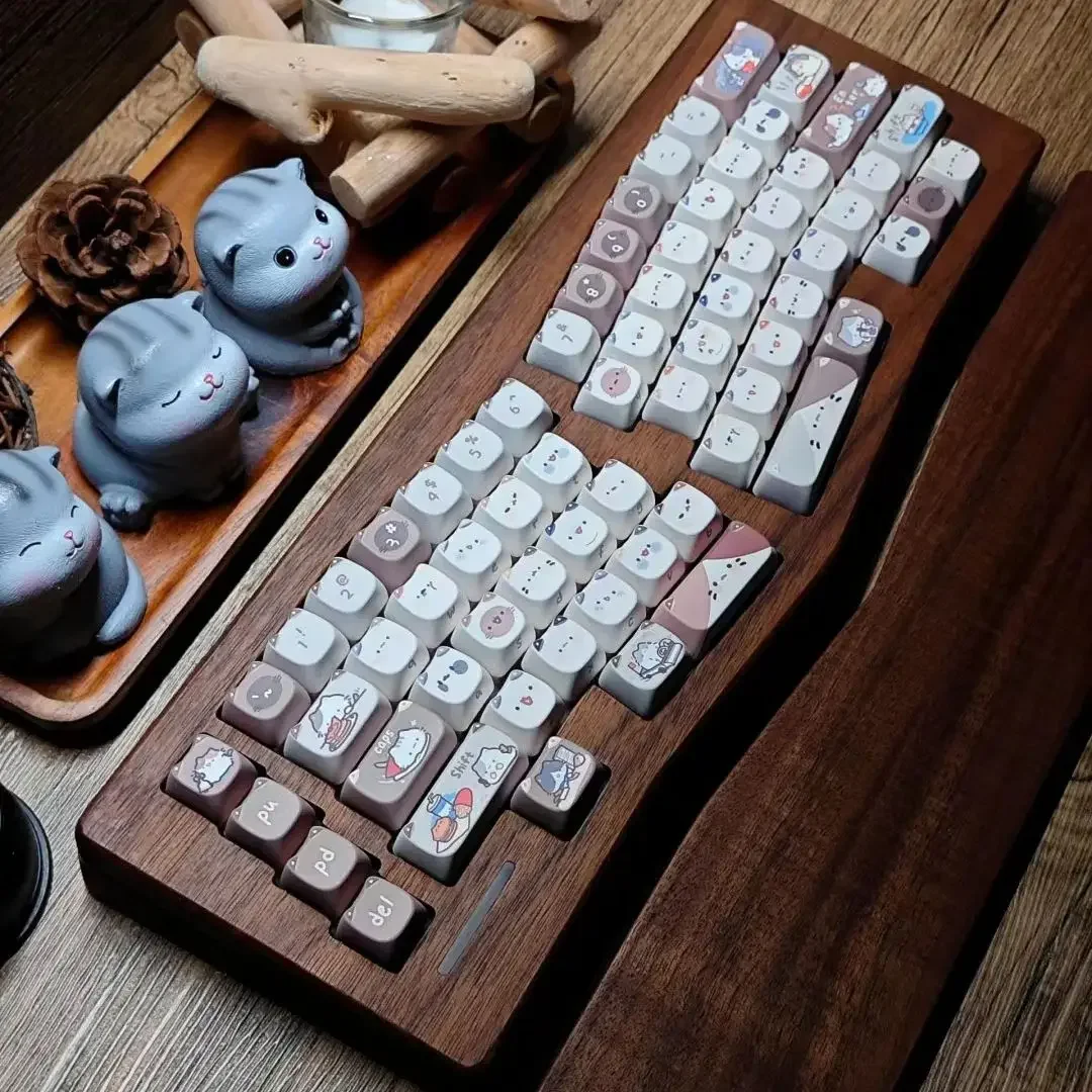 Mocha keycaps Cat 142 keycaps ปรับแต่งน่ารัก PBT Mao keycap ตารางความร้อน2.75U U 2.25สำหรับ ALICE