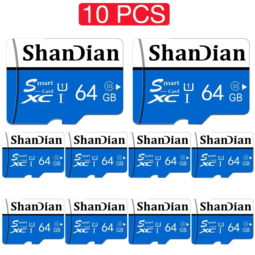 

10 PCS LOT Memory Card 128GB 64GB 32GB Brand New Blue SD High Speed Mini TF Cards 16GB 8GB for Monitoring UAV Real Capacity