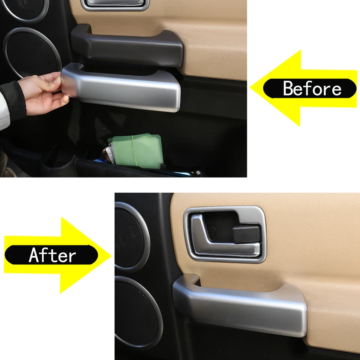 For 2004-2009 Land Rover Discovery 3 LR3 Black ABS Car Door Inner Handle Decorative Cover Sticker Car Interior Accessories