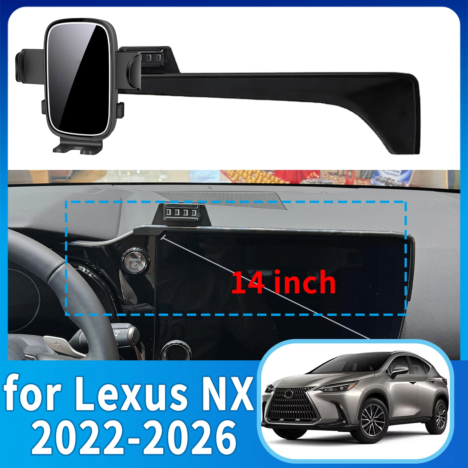 

fit for Lexus NX 2022 2023 2024-2026 (14in/9.8in) Phone Holder, Dashboard Screen Mount Bracket Easy Installation​​ accessoires