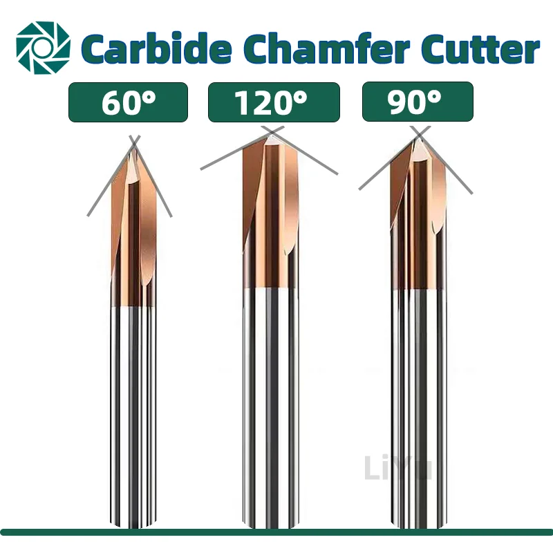 

CNC Carbide Chamfer Milling Cutter 60 90 120 Degree 8mm Cutter Coated 2 3 Flutes Deburr End Mill Engraving Chamfer To Steel