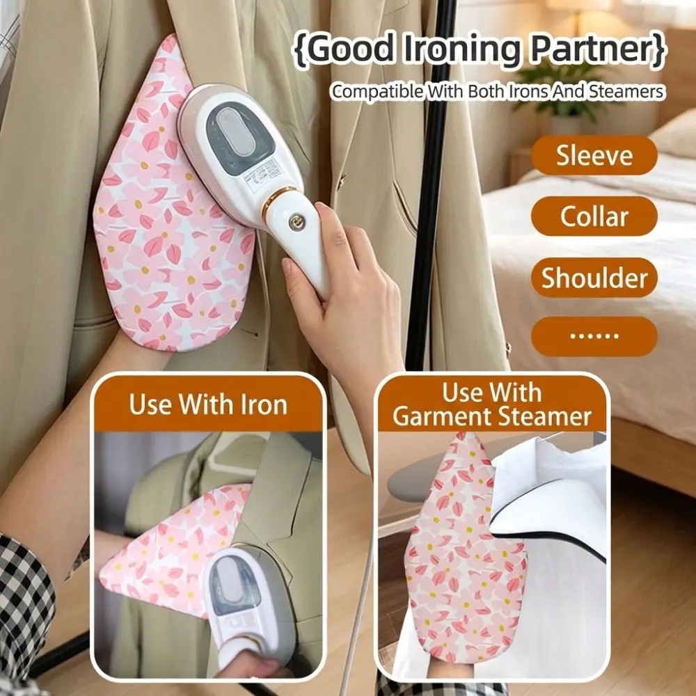 Heat-Resistant Handheld Ironing Board Insulated with Finger Loop Ironing Plate Layered Padding Sponge Padding