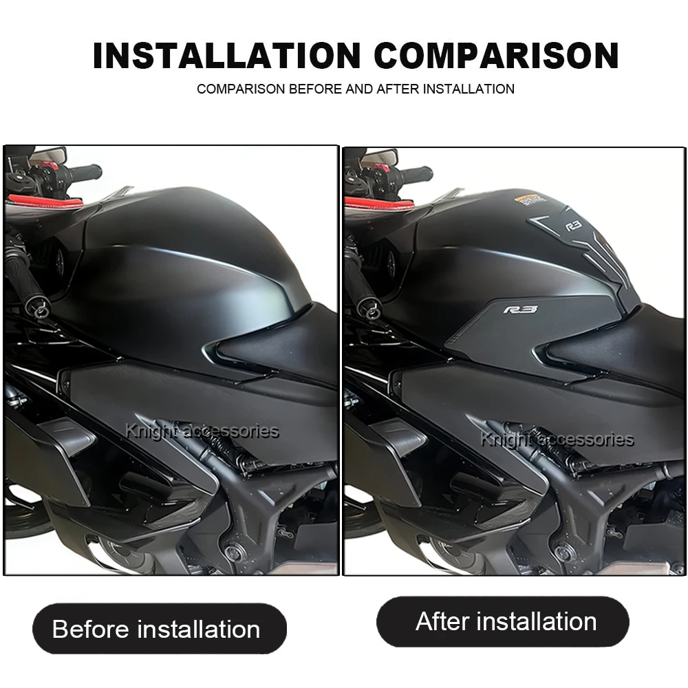 FOR YZF-R3 YZFR3 YZF R3 2019-2025 R3 motorcycle fuel tank pad fuel tank traction pad anti-slip side fuel tank sticker