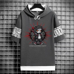 2024 Men's Sweatshirts Korean Fashion Harajuku Streetwear Short Sleeve Hoodies Men Summer Men Clothing Print Cartoon Hoodies Men