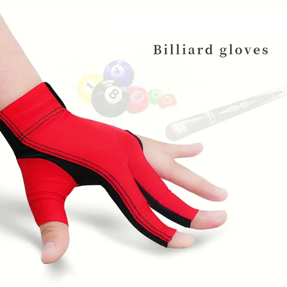 Spandex Three Fingers Snooker Glove Adjustable High-elastic Billiards Glove Anti-slip Left Single Piece Billiards Gloves