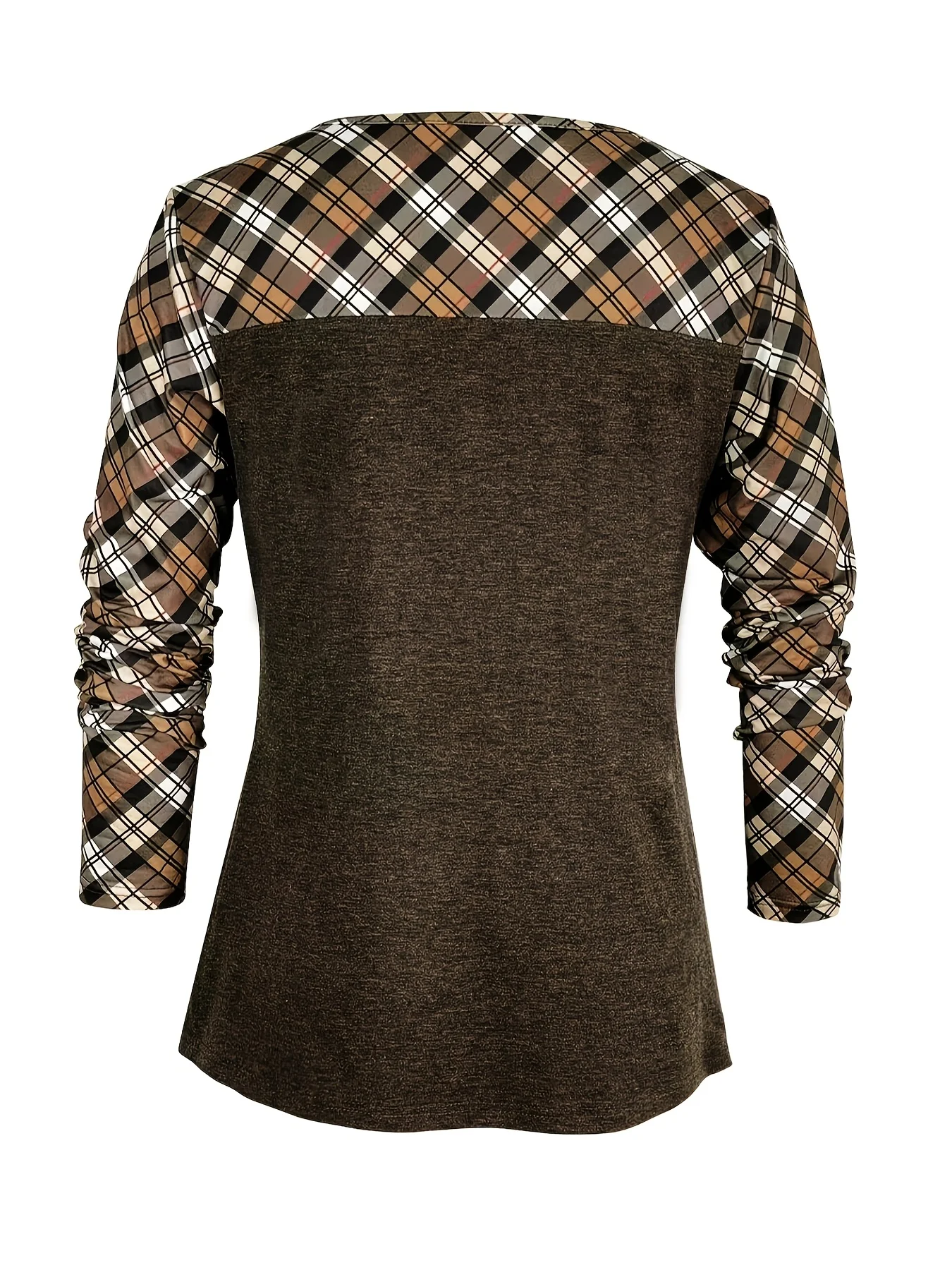 Damenmode, lässig, elegant, gestrickt, einfarbig, langärmelig, Farbblock-T-Shirt, Damen, Long Edition-Top