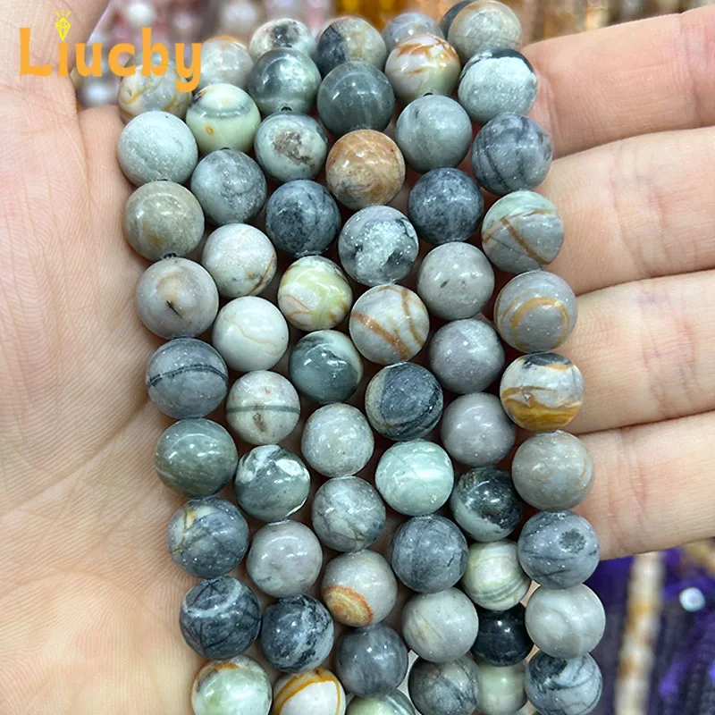 Naturstein Gelb Picasso Jaspis HandmadeBeads Für Schmuck Machen DIY Zubehör Charm Armband 15" Großhandel 4/6/8/10/12mm – Detail 4