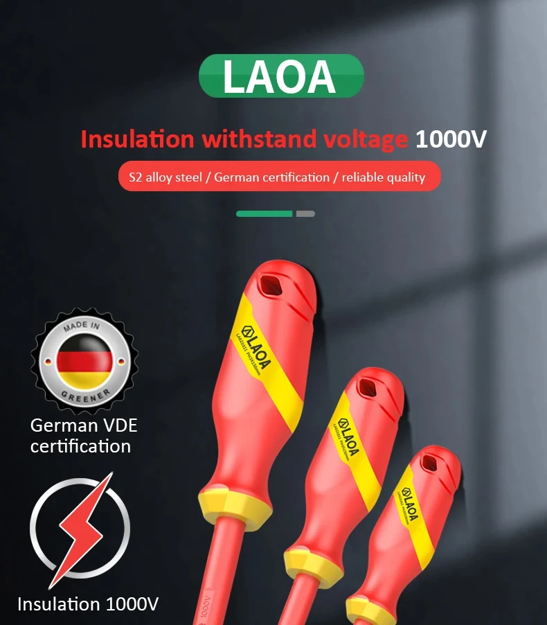 LAOA 6 Stück/8 Stück Schraubendreher-Sets VDE isolierter Schraubendreher Elektrowerkzeug – Detail 2