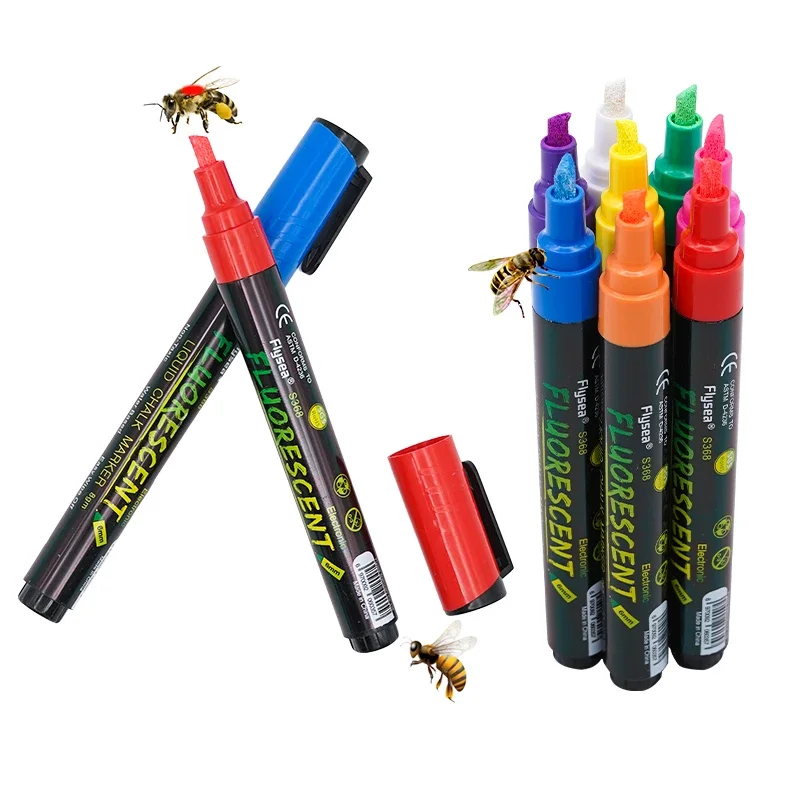8 Pcs/lot Queen Bee Marker Pen Set 8 Colors Non-Toxic Highlighter Marker Fluorescent Pen Bees Breeding Tool for Beekeeping
