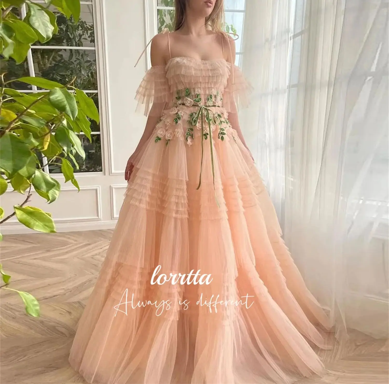 

Lorrtta Fluffy Birthday Party Coming of Age Dress Pink Mesh Layered Ball Gown Formal Women's Elegant Dresses Graduation Wedding