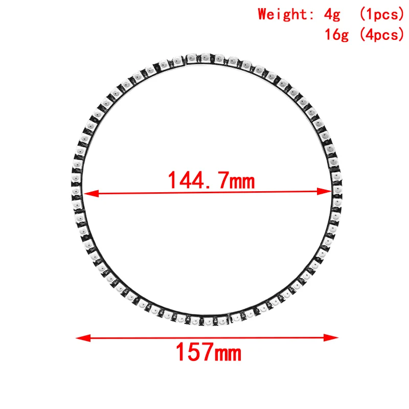 1PCS/4PCS Ring Wall Clock 60 X Ultra Bright WS2812 5050 RGB LED Lamp Panel with Integrated Drivers