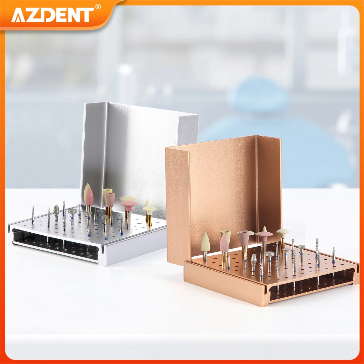 86/152 Holes AZDENT Dental Burs Holder Burs Cleaning Stand Box Case Autoclave Aluminum Sterilizable for FG RA Burs Dentistry